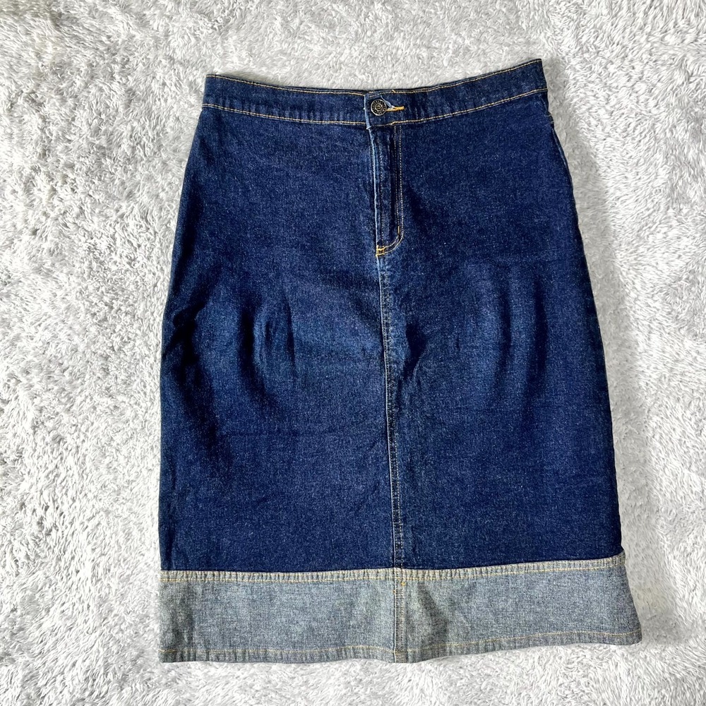 Decoline Straight & Pencil Skirt Womens‎ Large Blue Two Tone Modern Minimalist